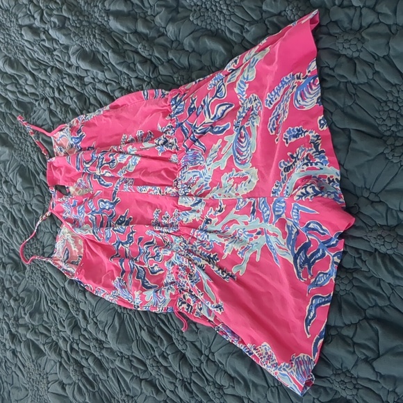 LILY PULITZER Dusk Romper Samba Print Color Capri Pink Small Adjustable Straps S - Picture 5 of 8
